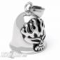 Preview: Skull Biker-Bell Stainless Steel with Flame Skull Motorcycle Lucky Bell Skull